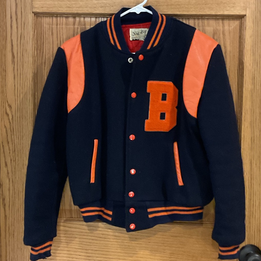 Vintage Chicago Bears Varsity Letterman Jacket - Navy and Orange